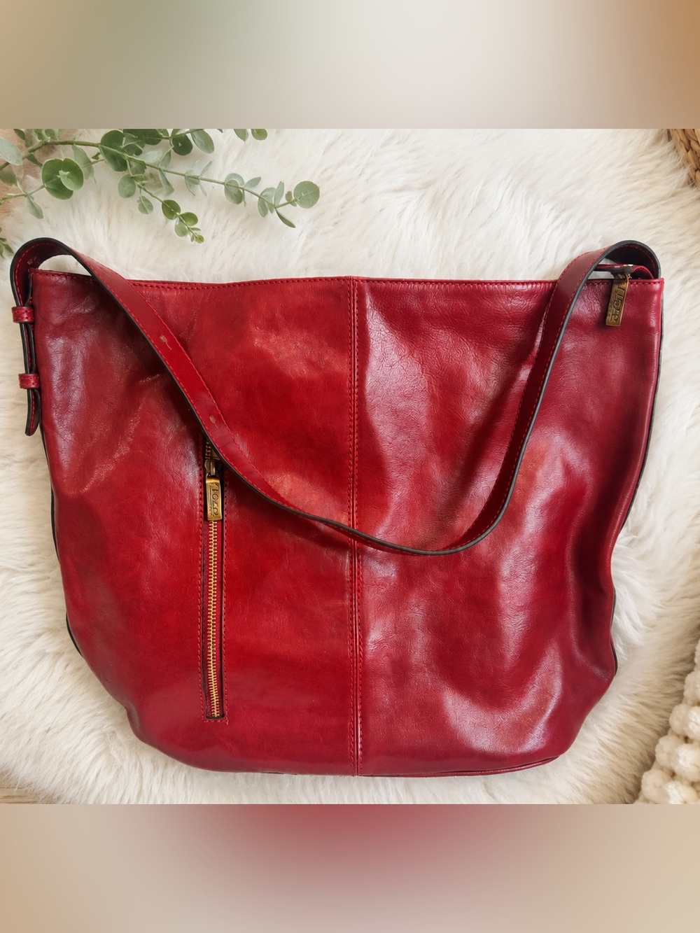 Floto Sardinia Tote Tuscan Red Italian Leather Shoulder Bag Hobo Made Italy